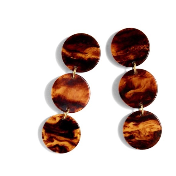 JCREW Resin Disc Drop Earrings NWT OS Caramel - Picture 5 of 5